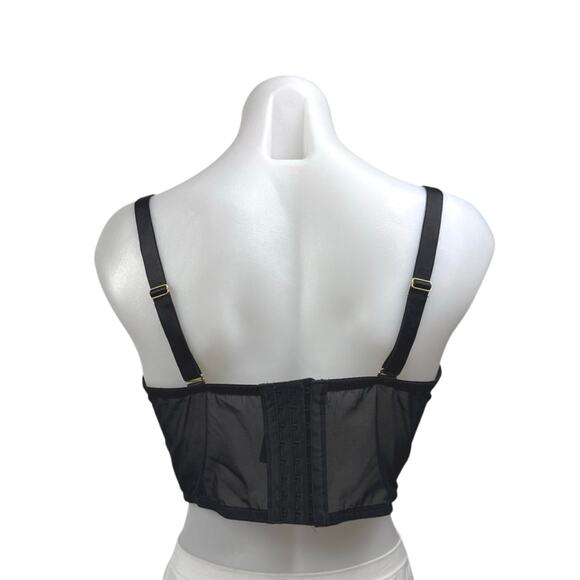 ASOS Black Sleeveless Lace Up Underwired Corset Bustier Crop Top Size 10E/F - Picture 2 of 5